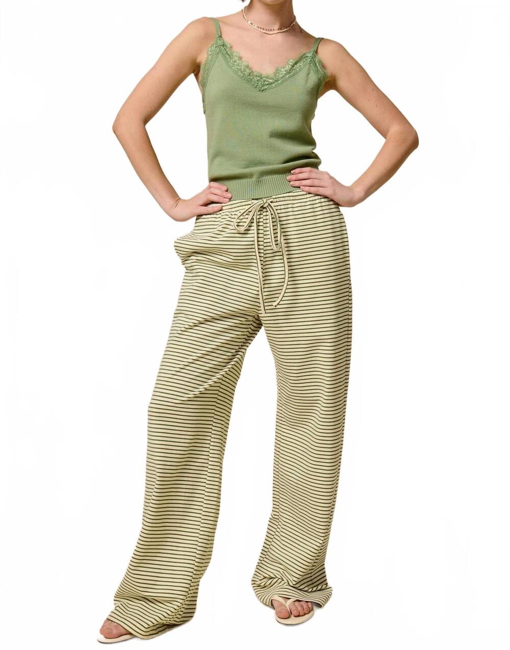 NEW MIMOSA celedan joggers with a tie front in green